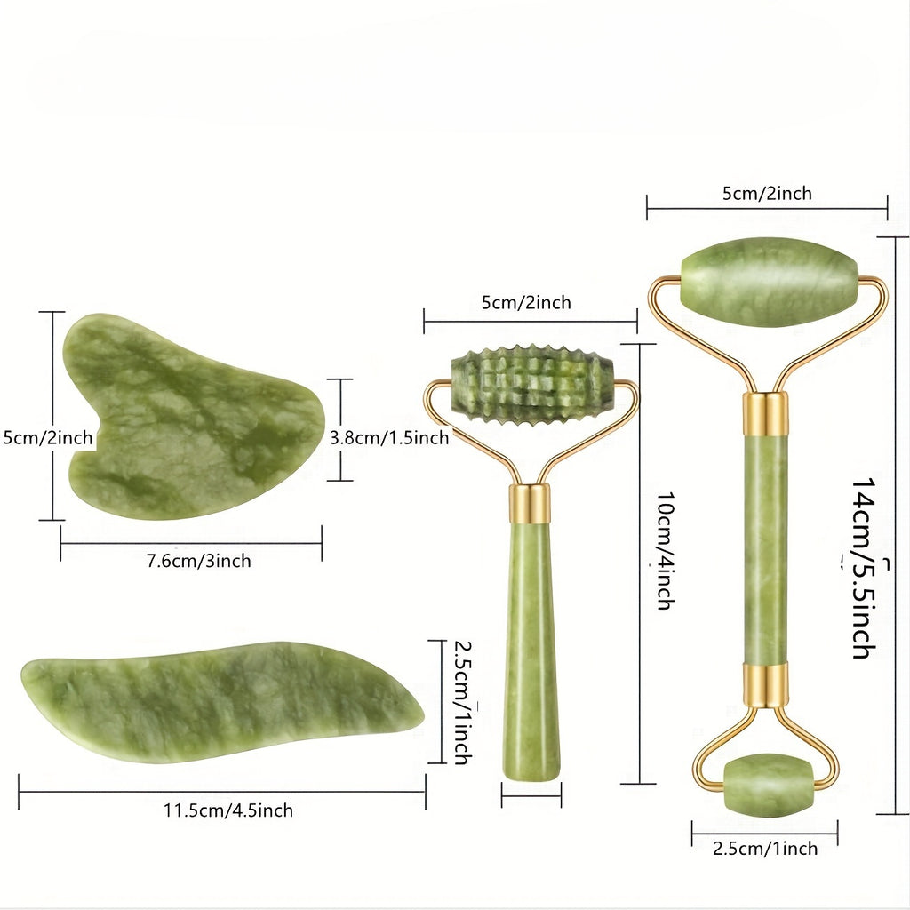 Jade Roller & Gua Sha Set - Face Massager for Anti-Aging