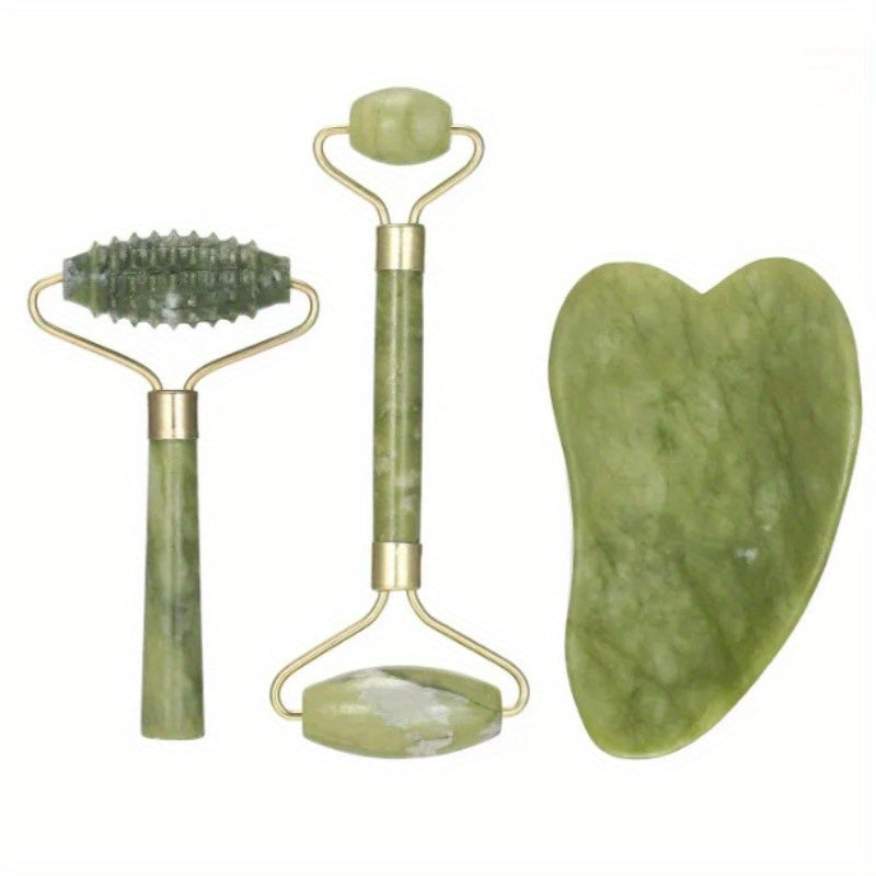 Jade Roller & Gua Sha Set - Face Massager for Anti-Aging