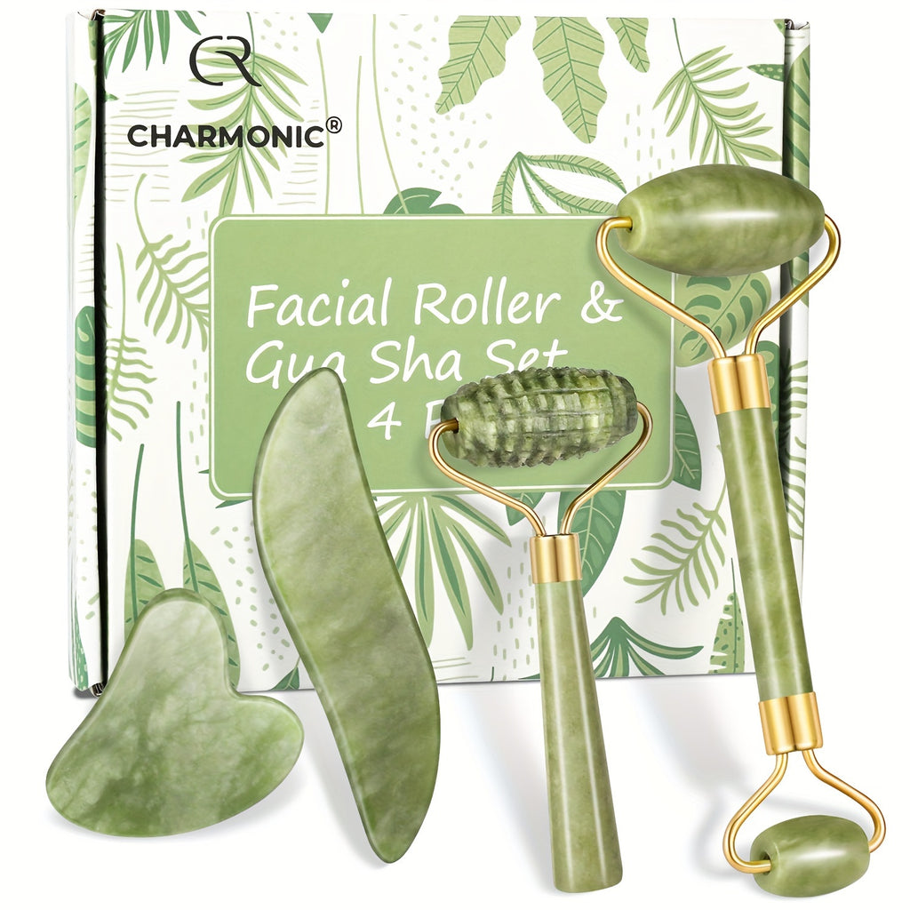 Jade Roller & Gua Sha Set - Face Massager for Anti-Aging