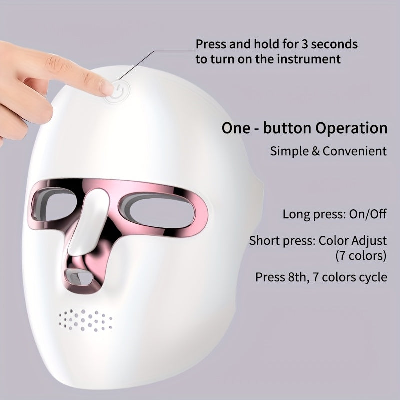 7-Color LED Face Mask - USB Rechargeable Light Therapy Device